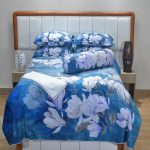 Blue Magnolia Floral Flat Sheet Set 4 Pieces