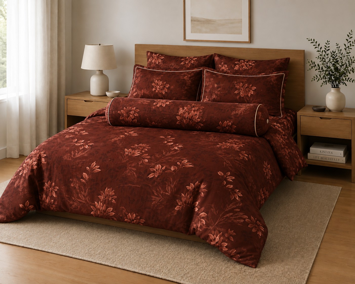 flat sheet set (5) Leafy Sprigs Flat Sheet Set 4 Pieces - Image 1